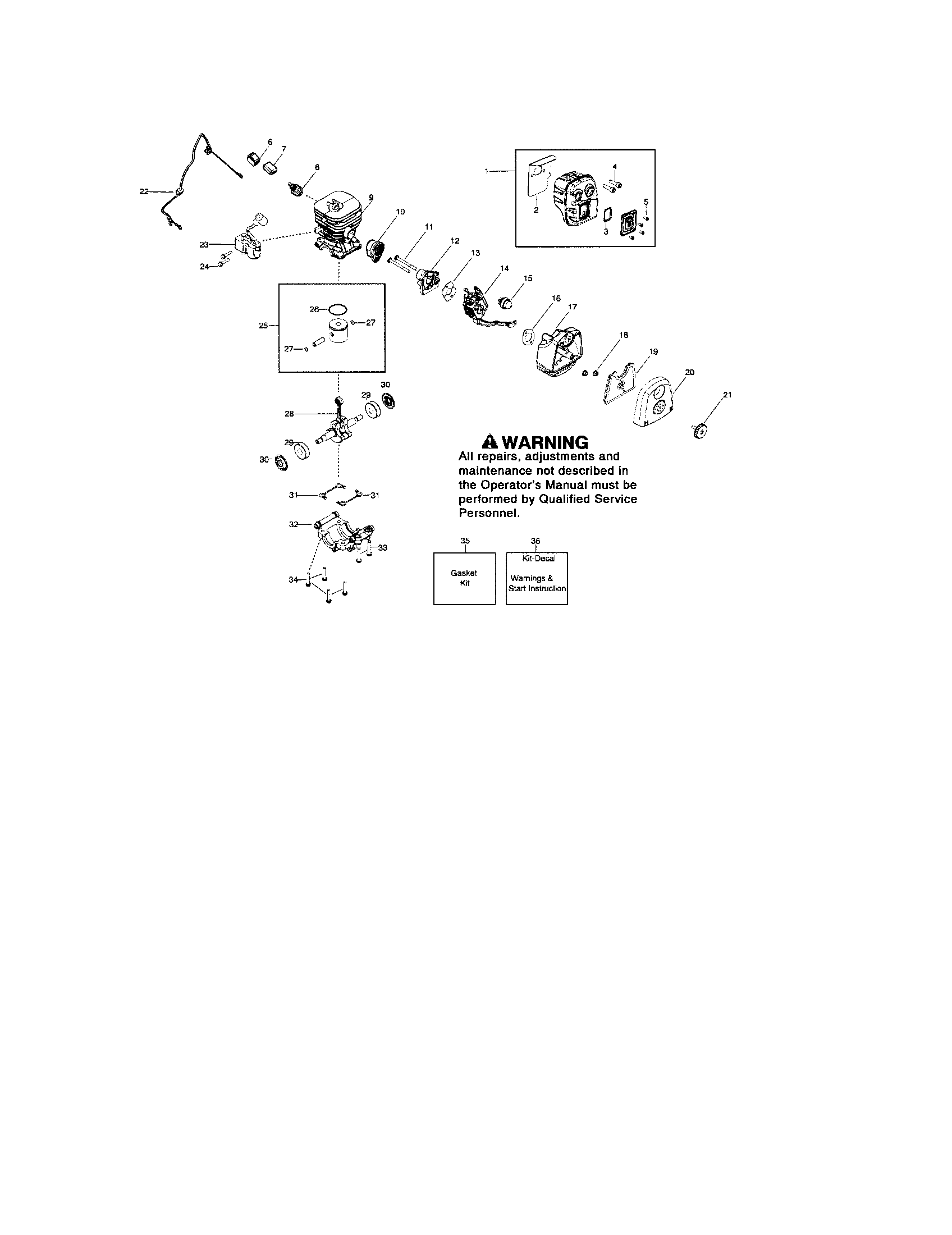 Cylinder/muffler/crankshaft
