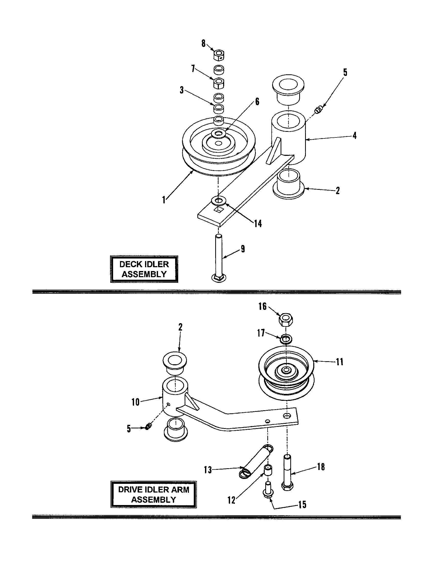 48" deck idler assemblies