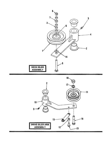 48" deck idler assemblies