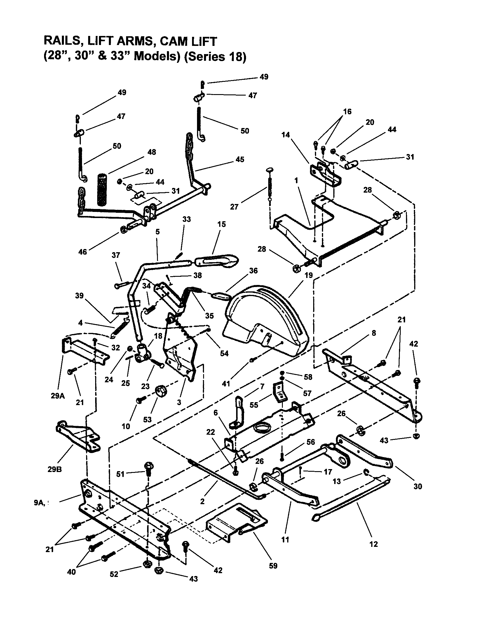 RAILS, LIFT ARMS, CAM LIFT