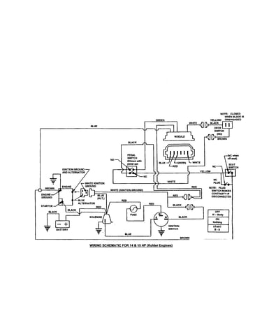 Wiring schematic-14,15 hp (kohler)