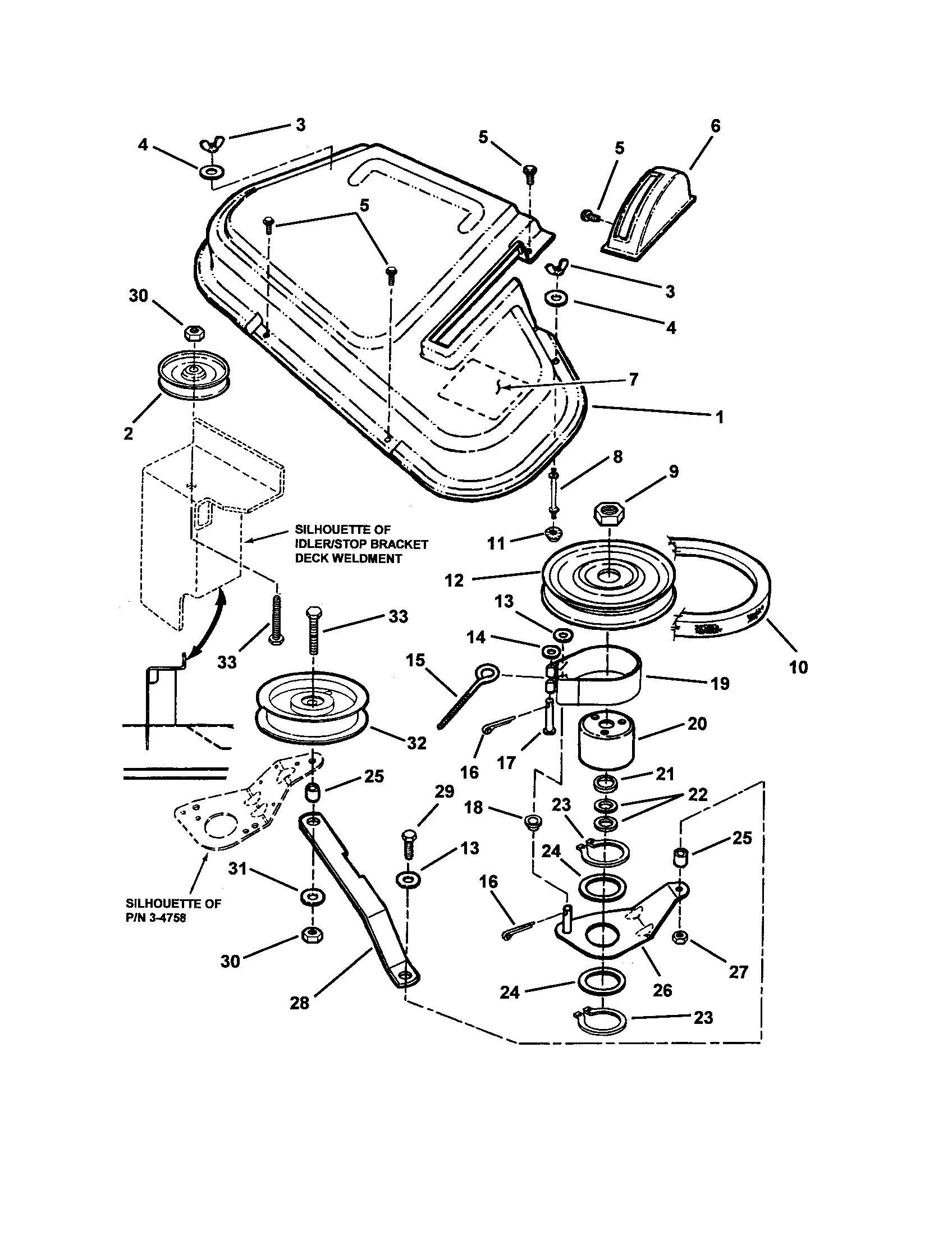 DECK COVER, BELTS, BLADE BRAKE