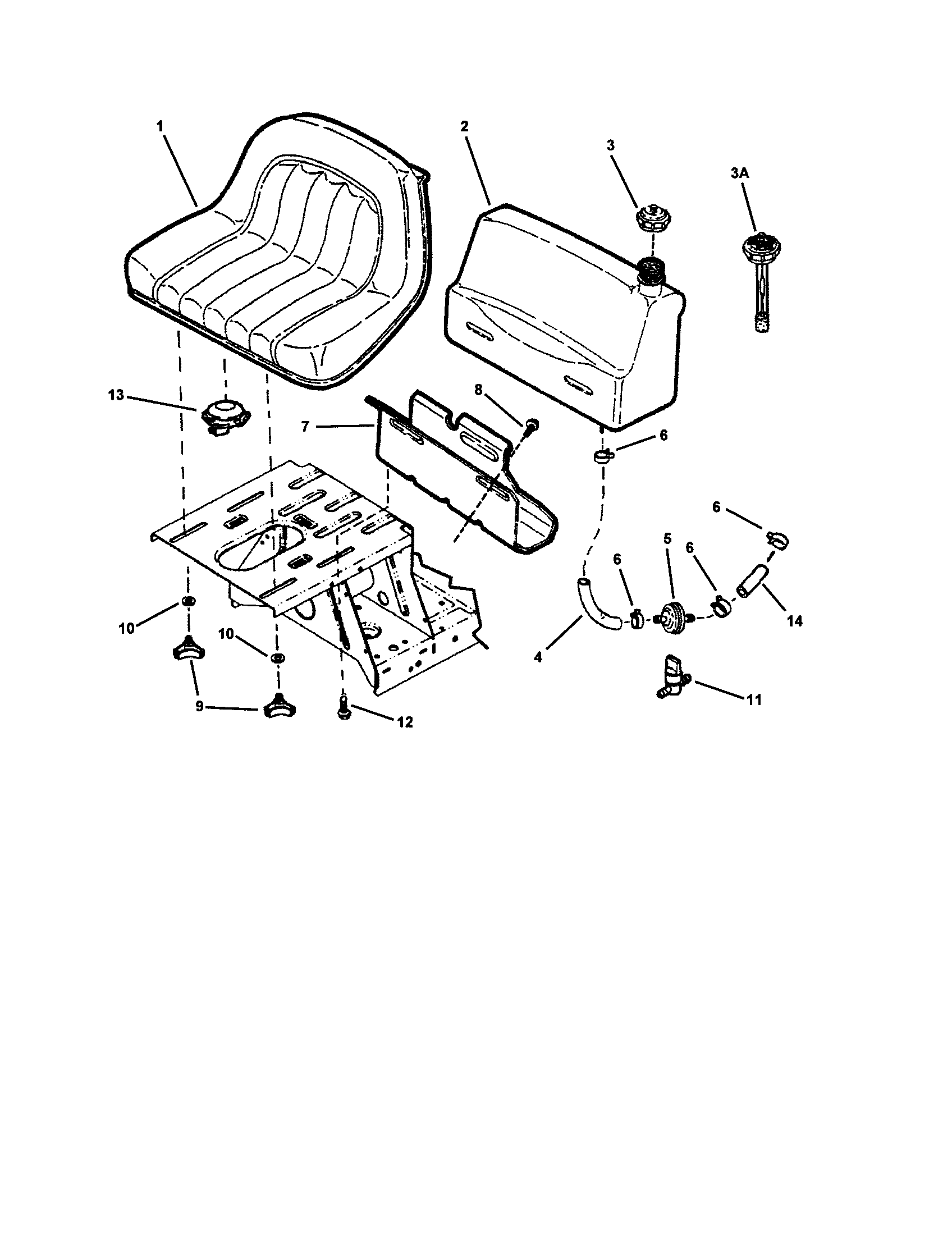 Fuel tank & operators seat