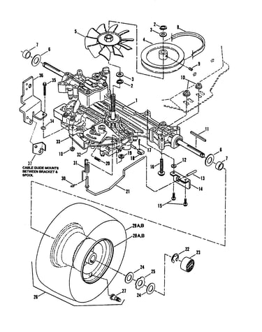 Transmission (hydro drive)/rear wheels