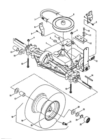 Transmission (gear drive)/rear wheels