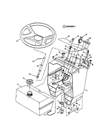 Steering wheel/console/fuel tank