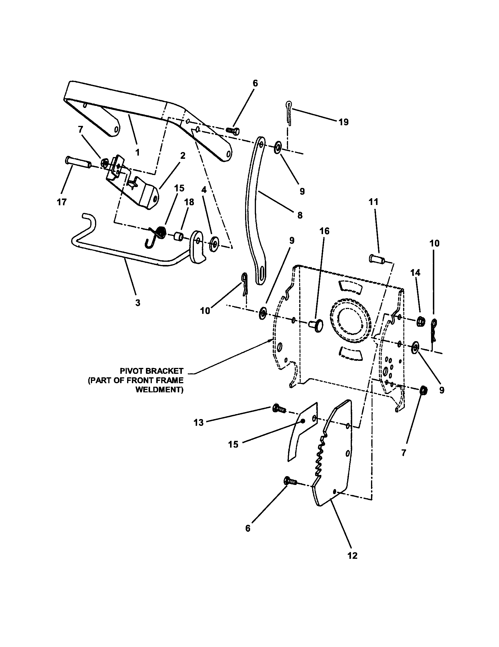 Deck lift handle (except 48" model)