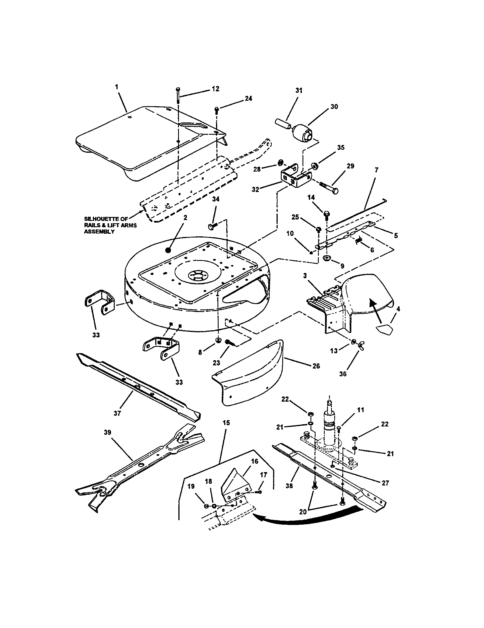 Cutting deck, deflector-28/33