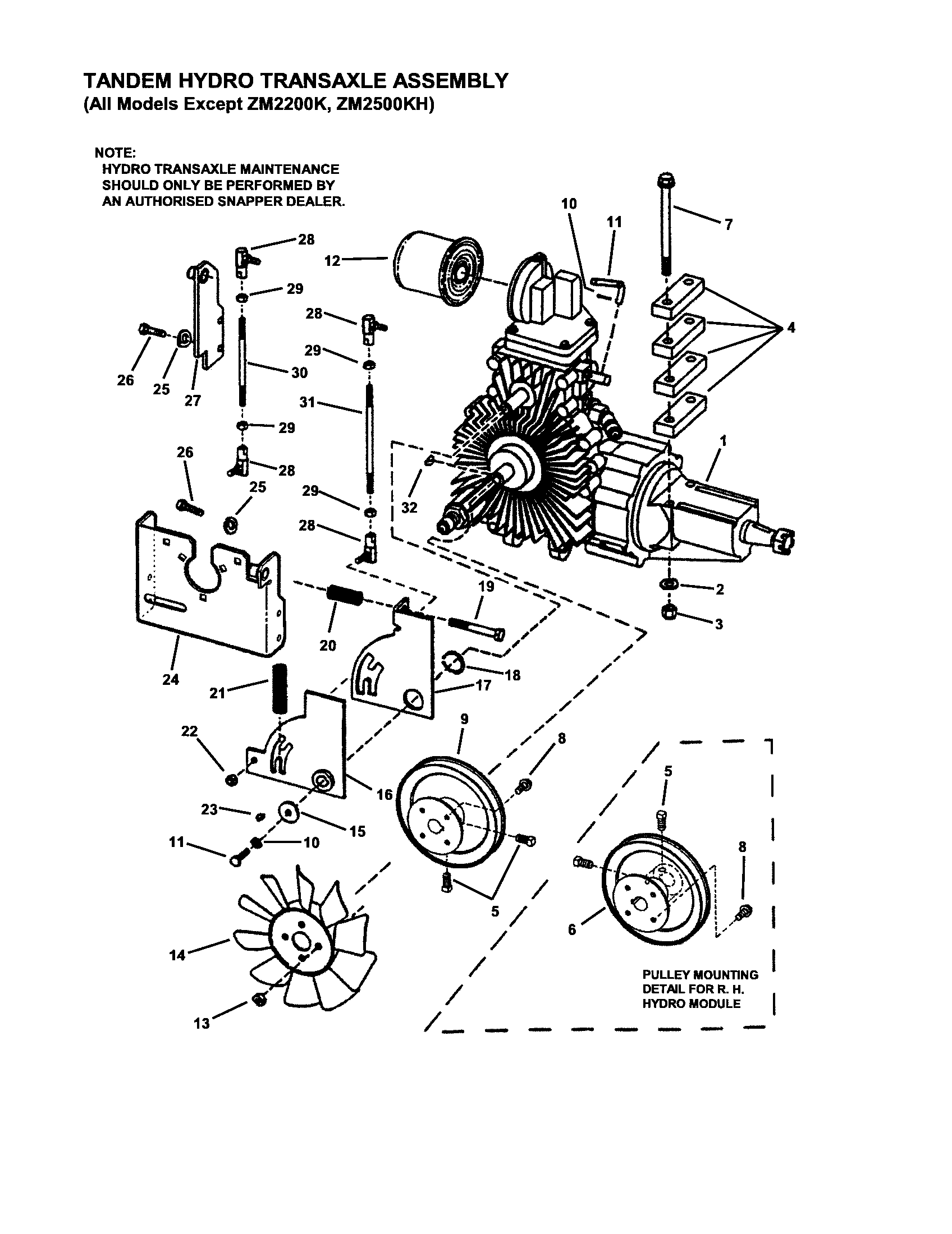 TANDEM HYDRO TRANSAXLE ASSEMBLY