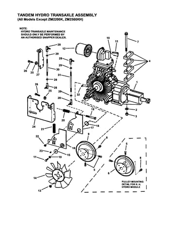 Tandem hydro transaxle assembly