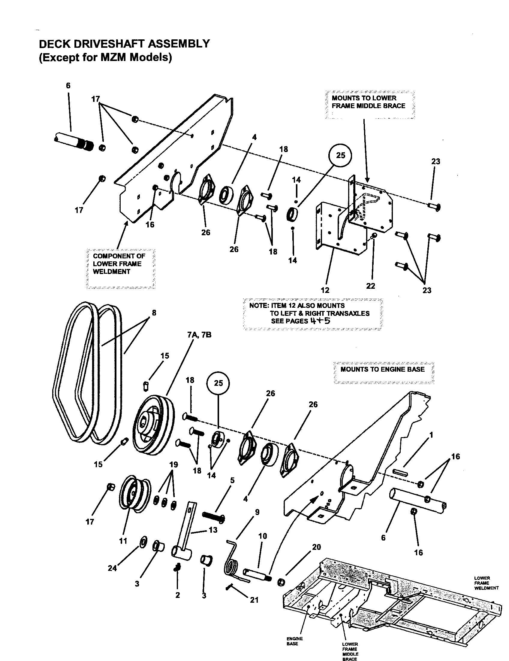 Deck driveshaft assembly