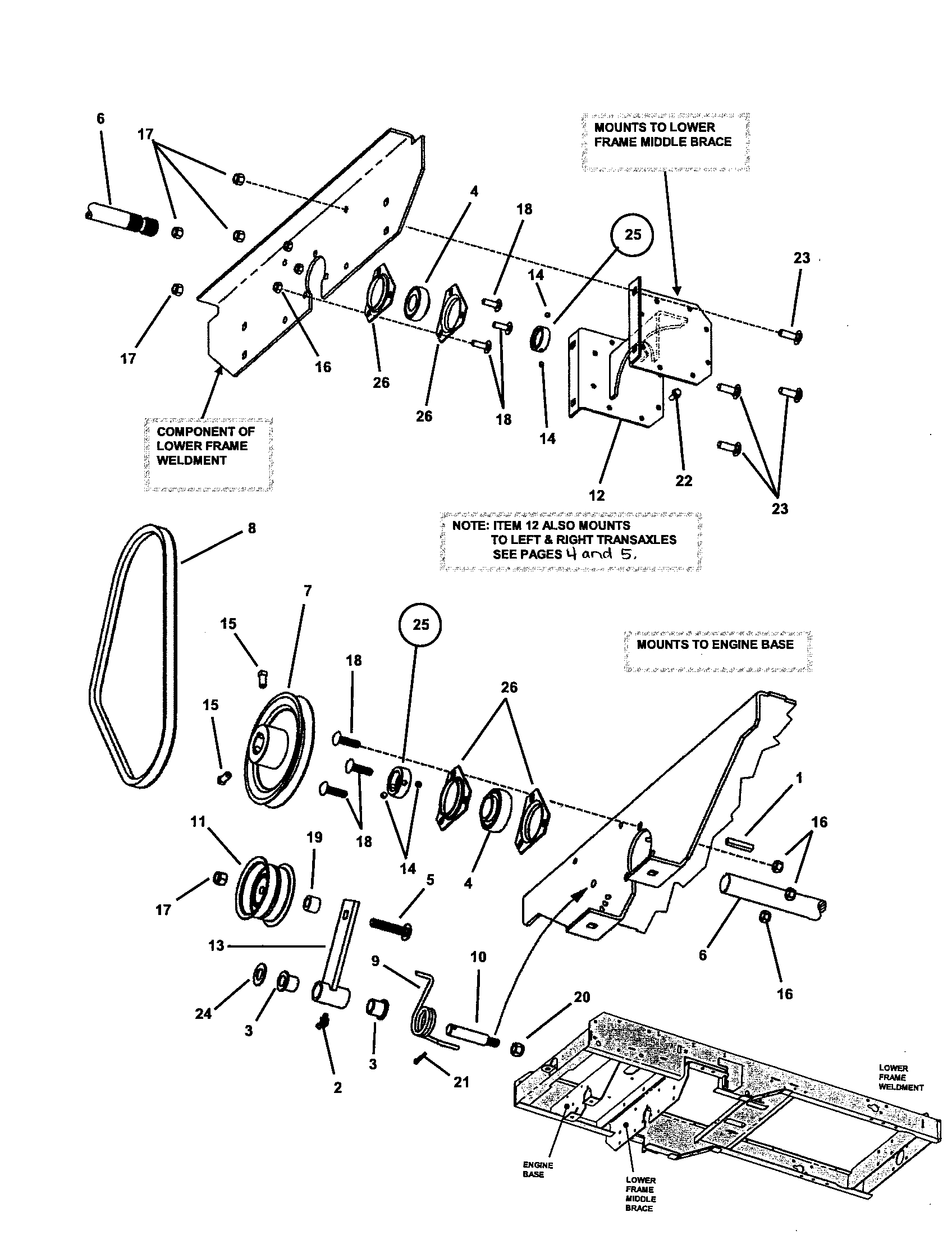 Deck driveshaft assembly