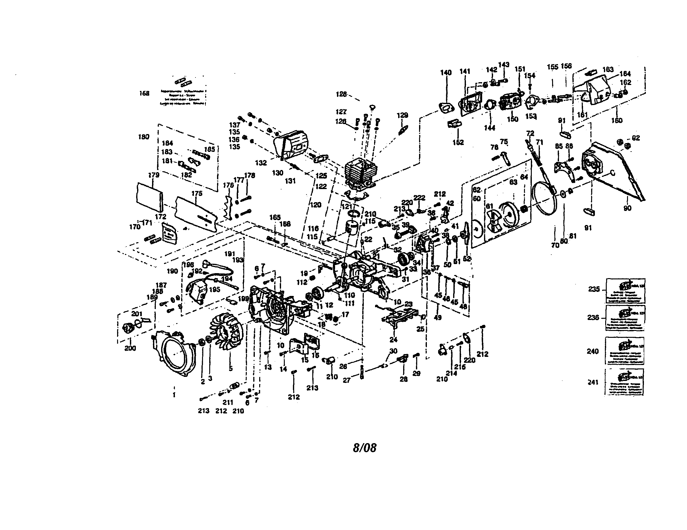 Cylinder/flywheel/crankcase