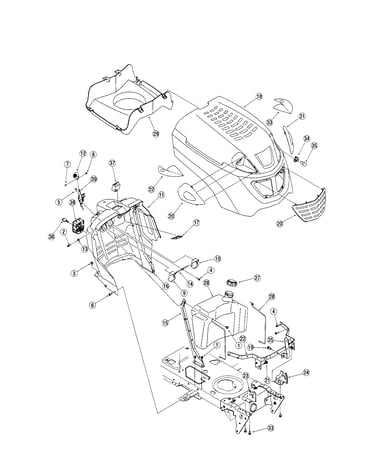 Hood/fuel tank