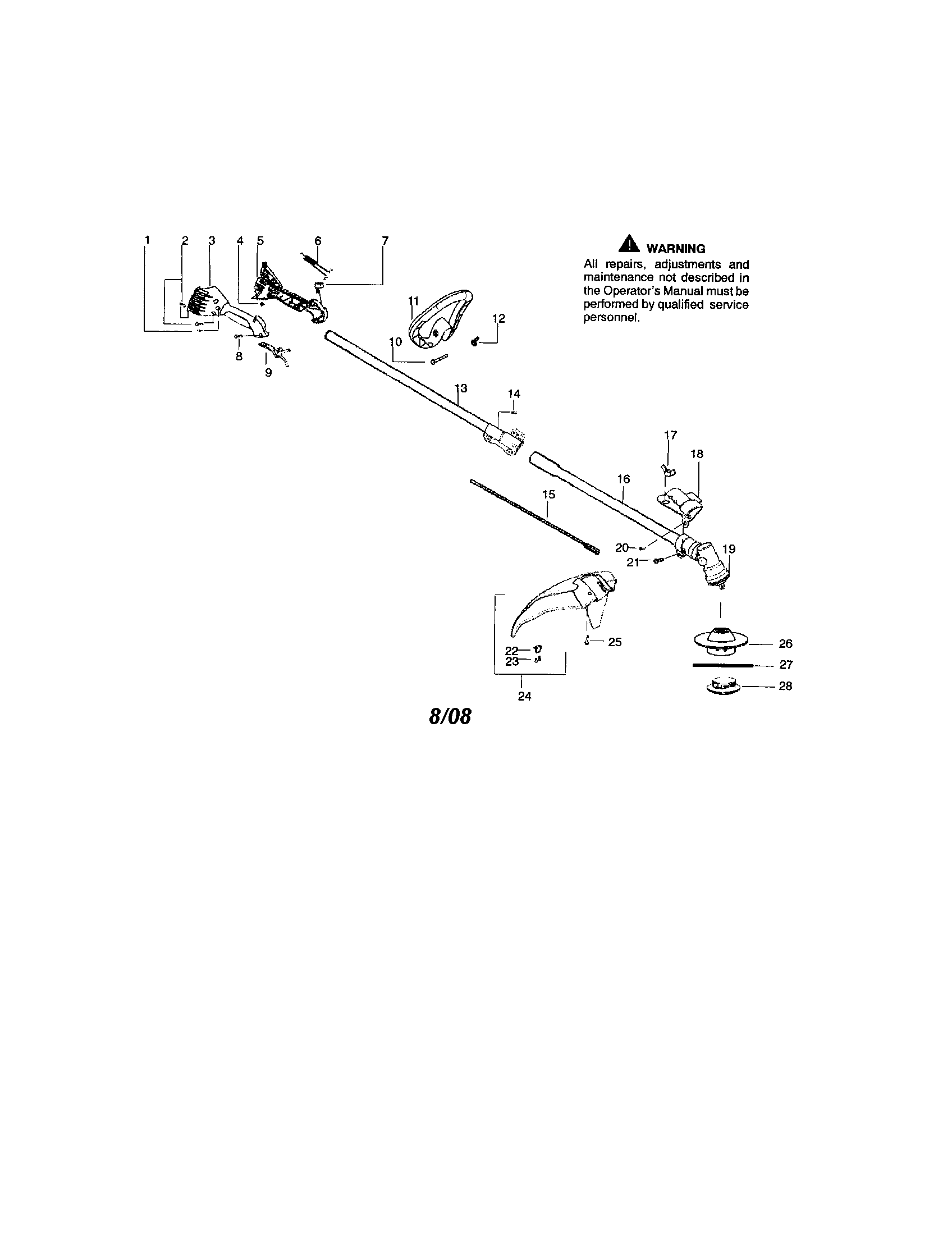 Handle/driveshaft/shield