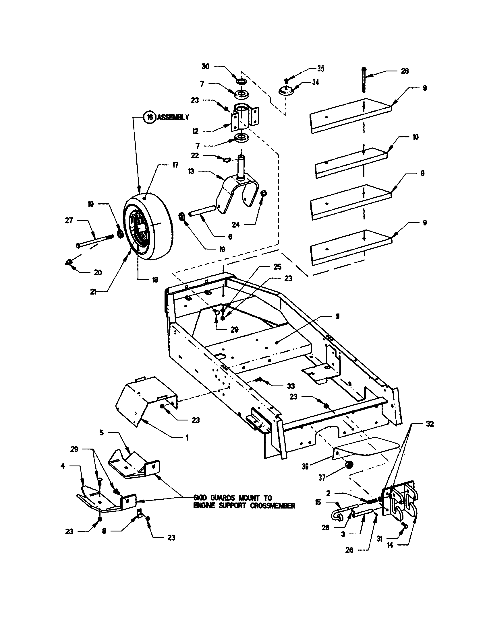 LOWER CHASSIS/CASTER WHEEL