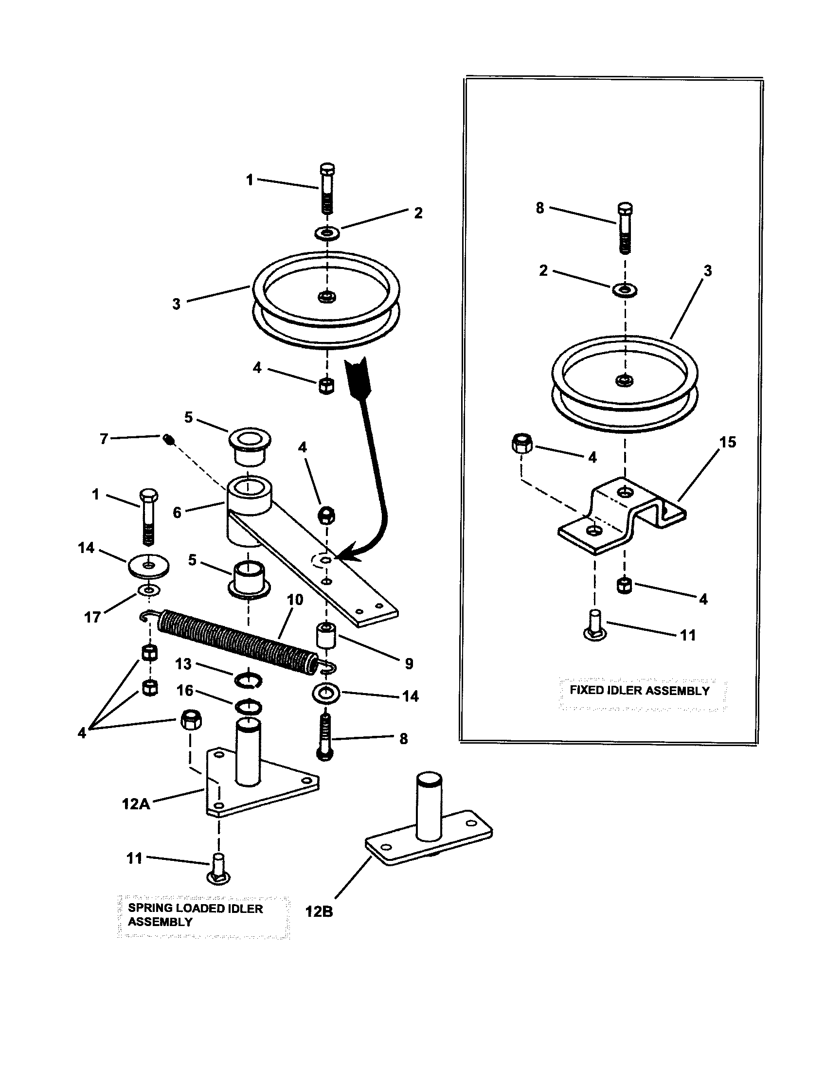 52"/61" deck idler assembly