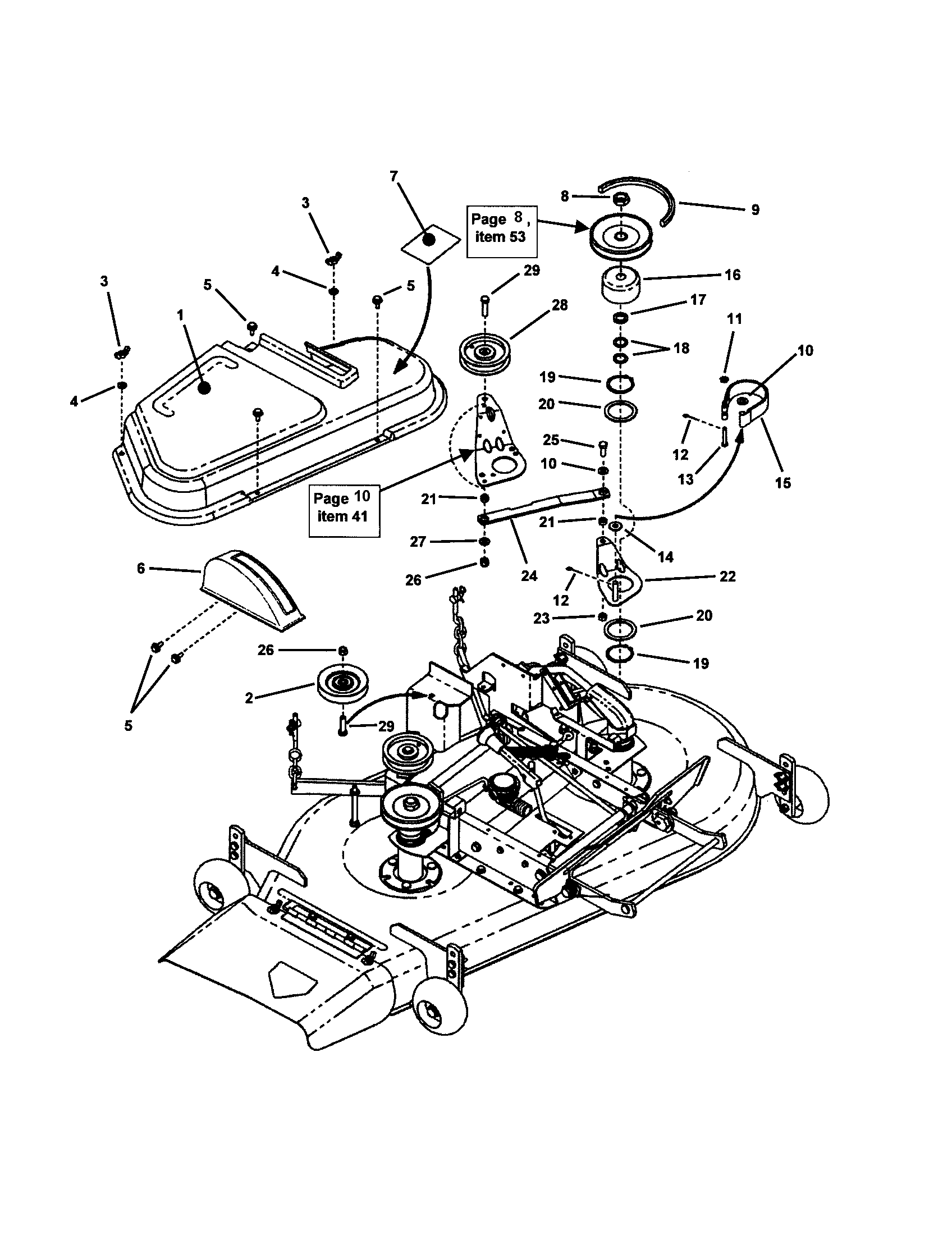 DECK COVER/BELTS/BLADE BRAKE