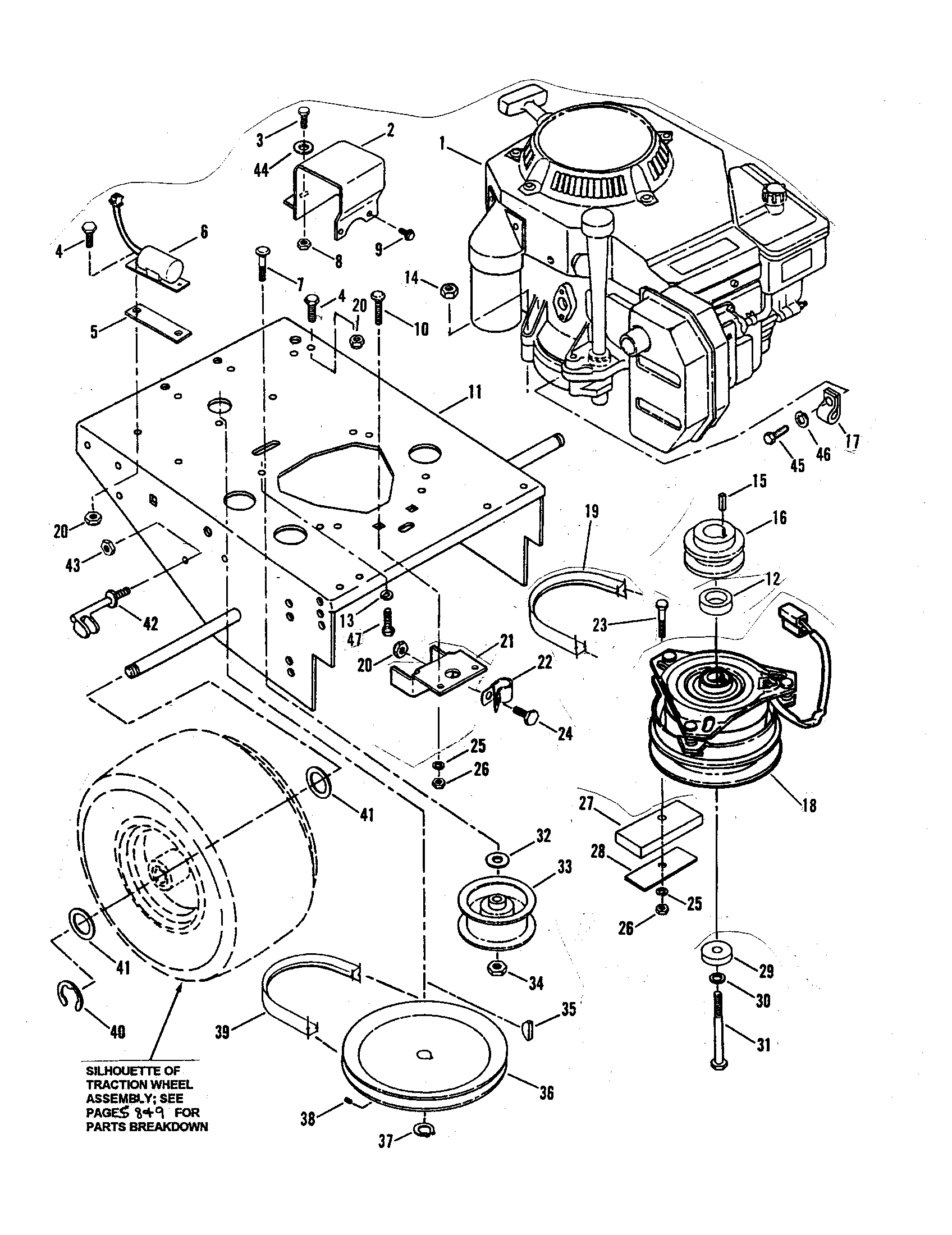 ENGINE/REAR DECK/TRANSM. PULLEY