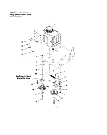 Engine/pto/deck drive idler