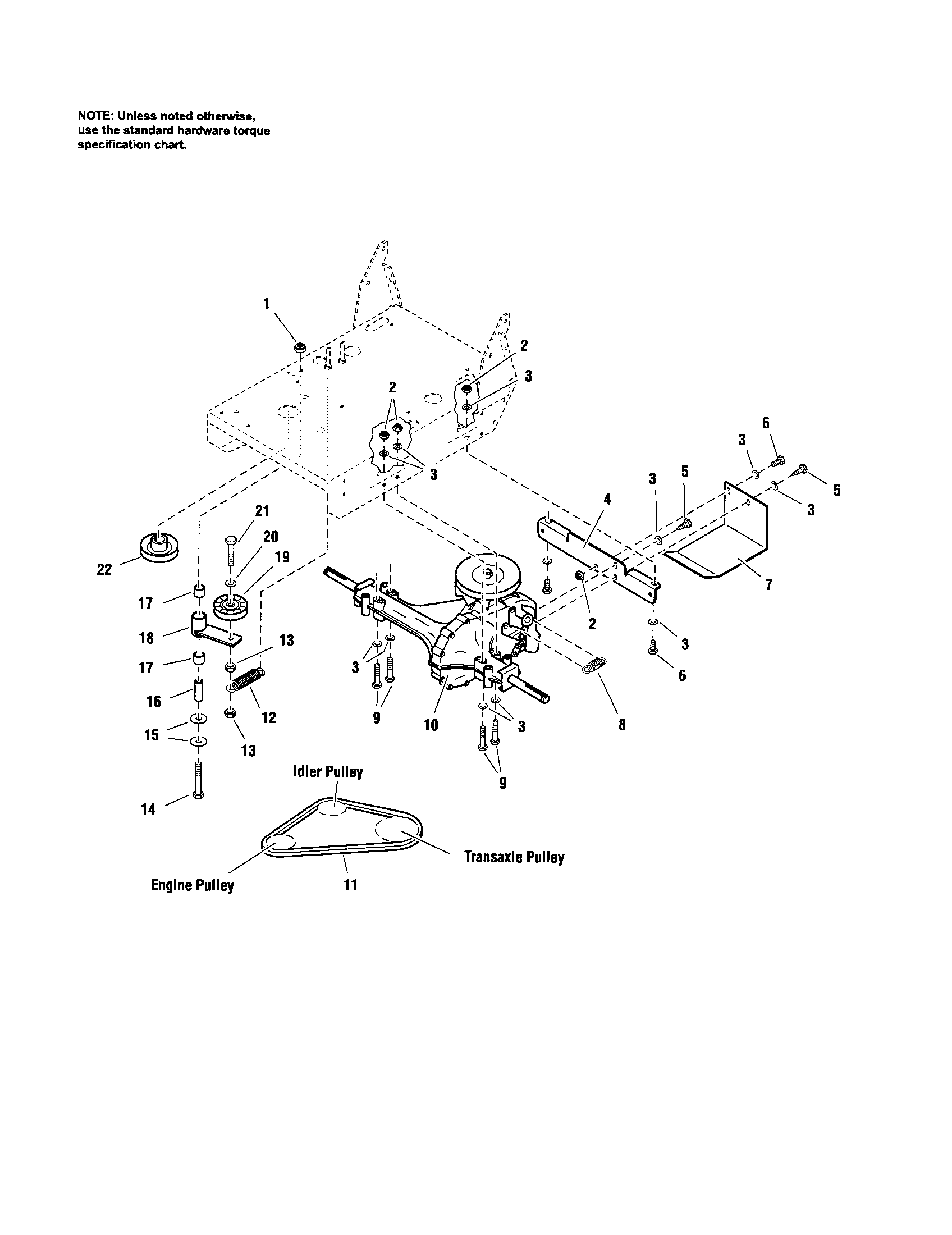Transaxle/mount/drive idler