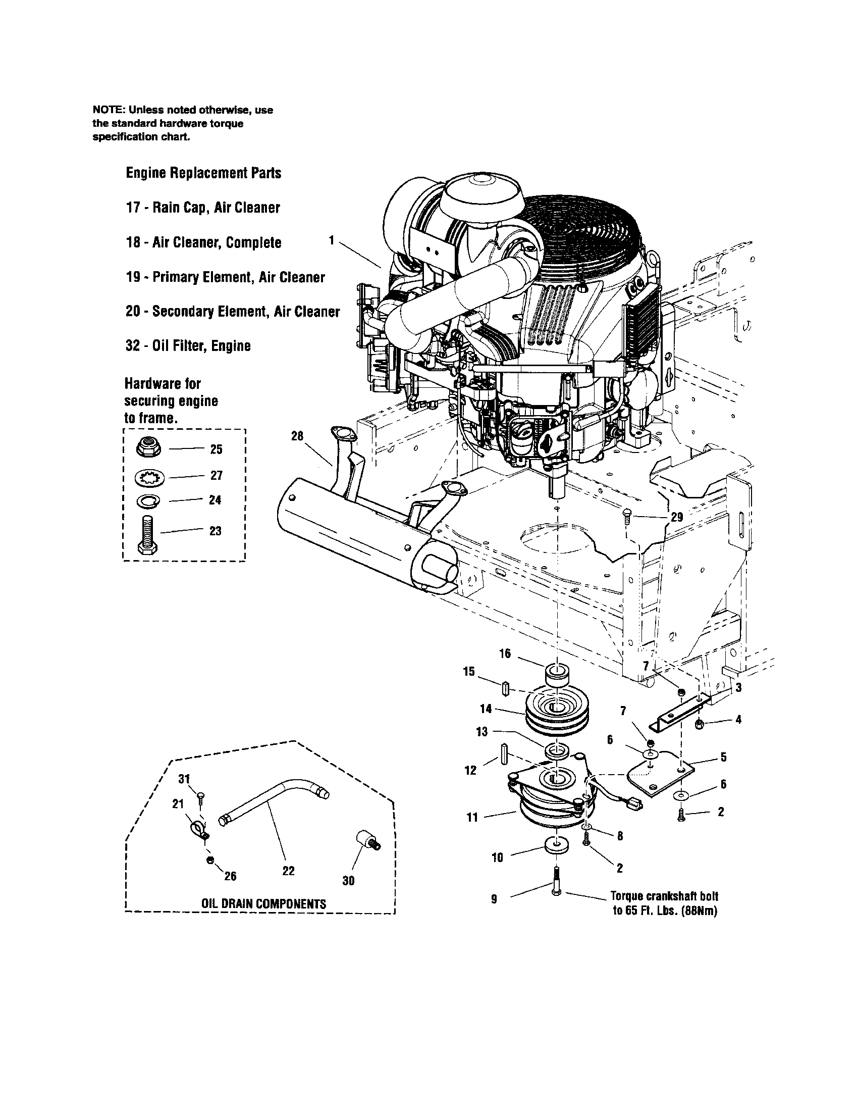 Engine/pto-32 hp briggs & stratton