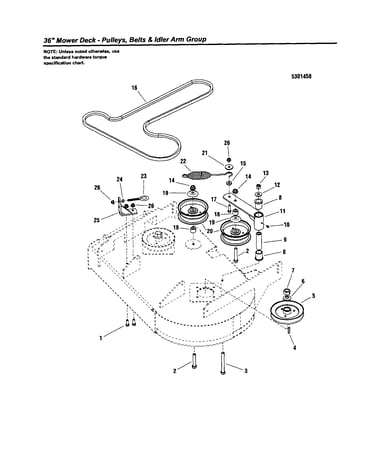 Pulleys/belts/idler arm