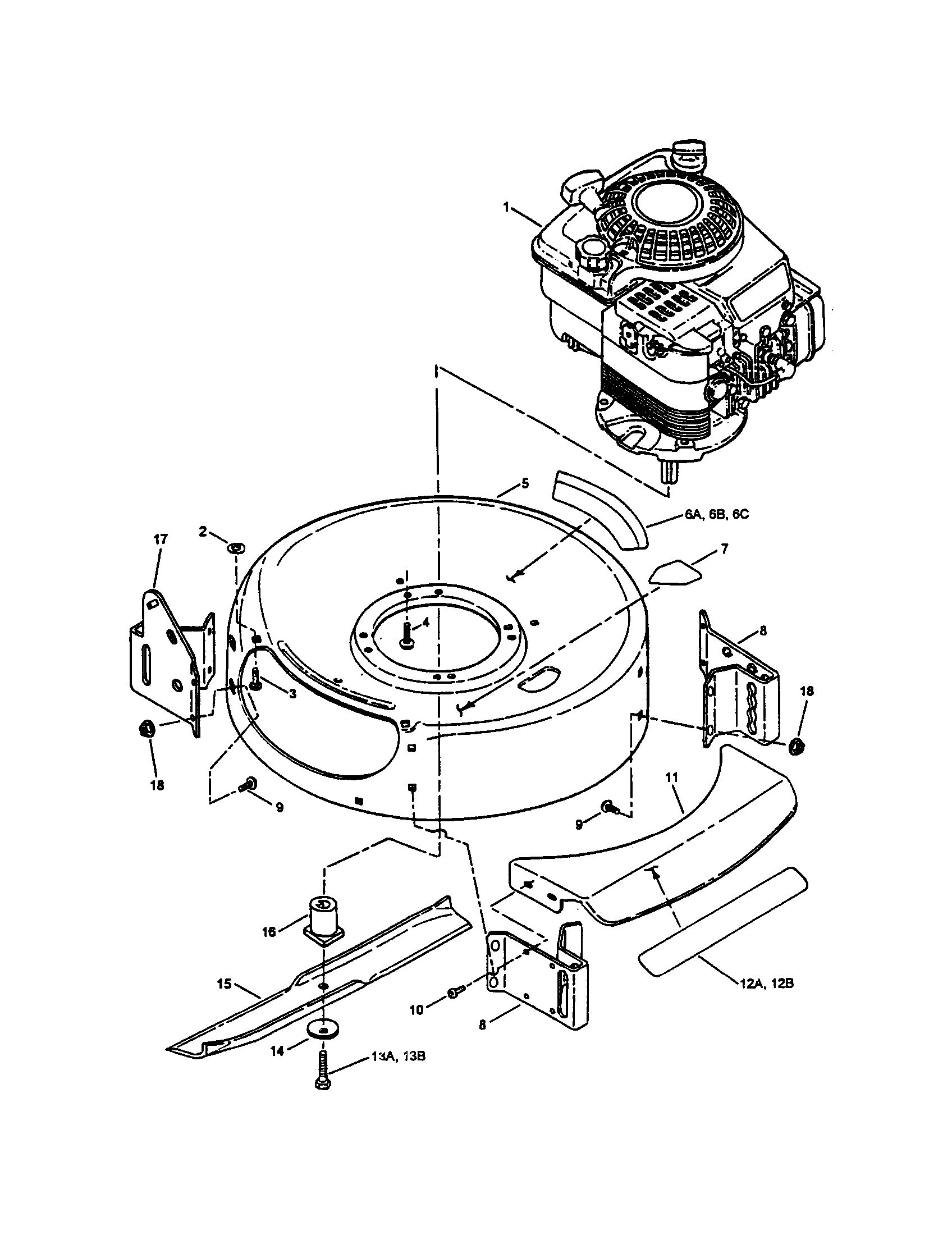 Engine, cutting deck/blade