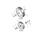 Snapper 7800194 wheels, front and rear diagram
