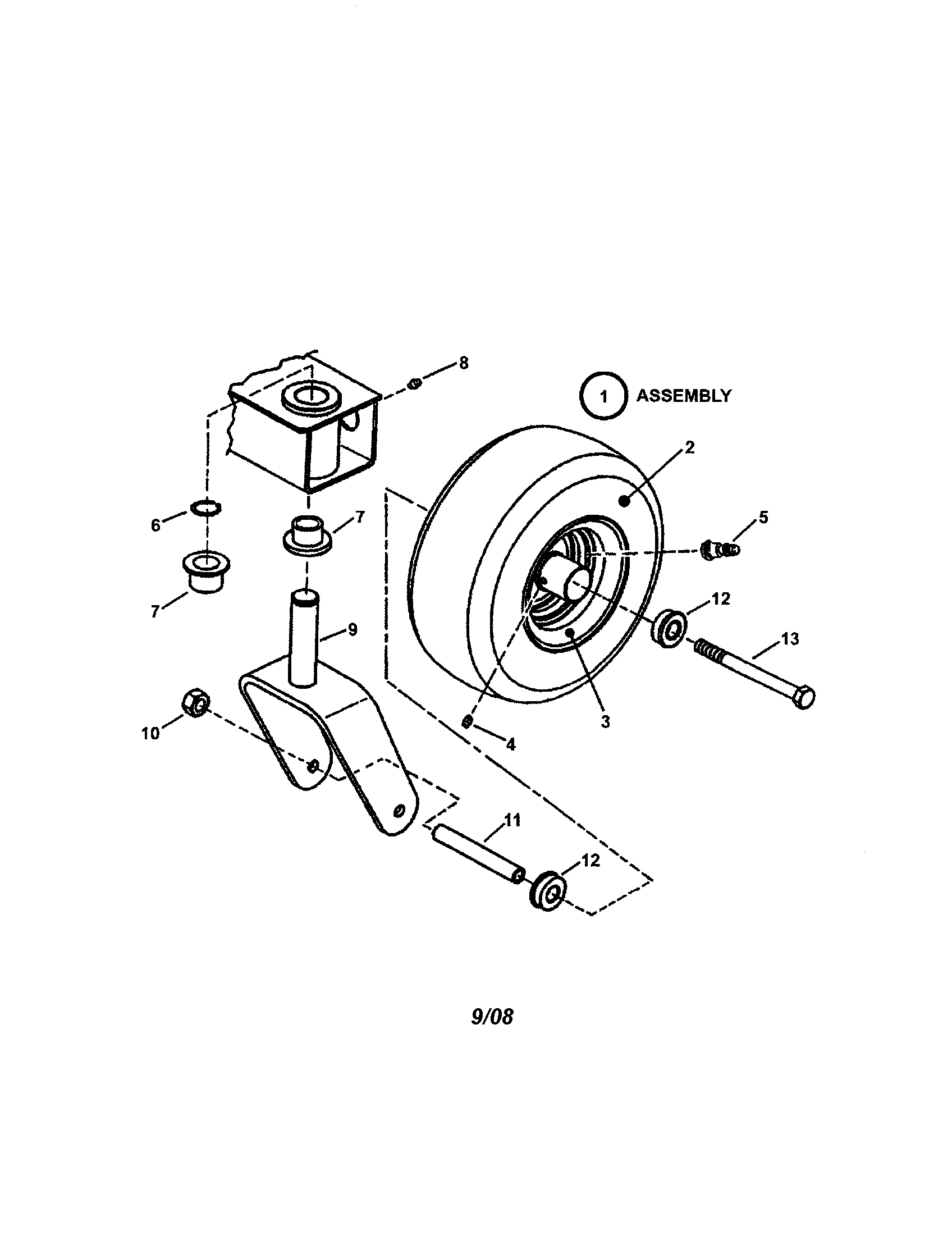 Caster/front wheel/tire