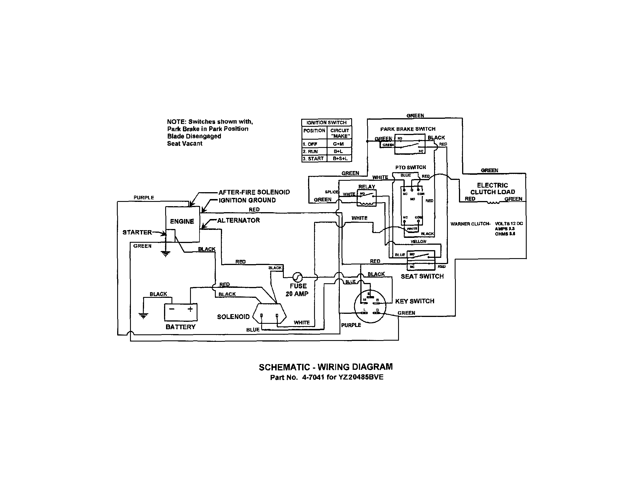 Wiring schematic (20 hp engine)