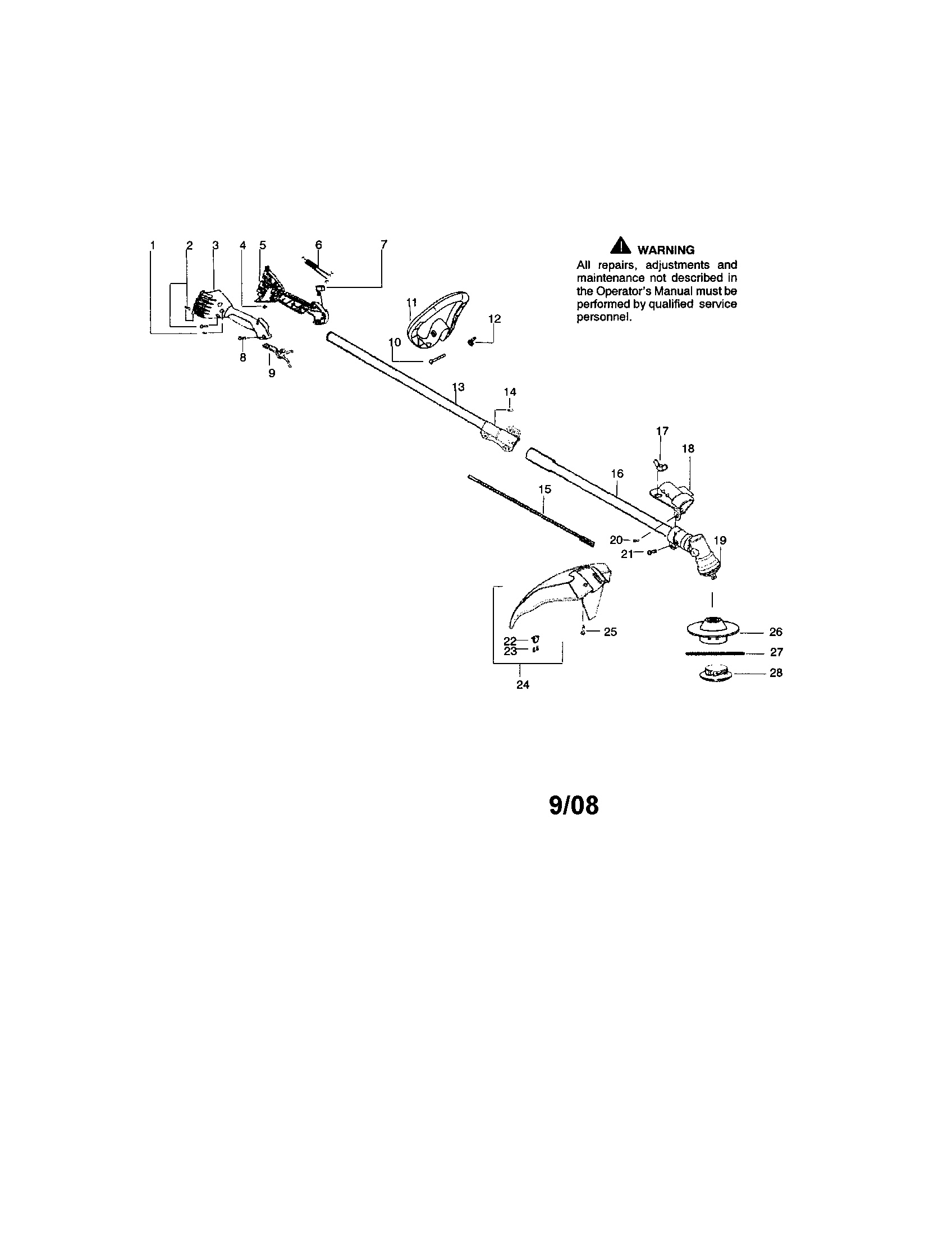 Driveshaft/handle/shield