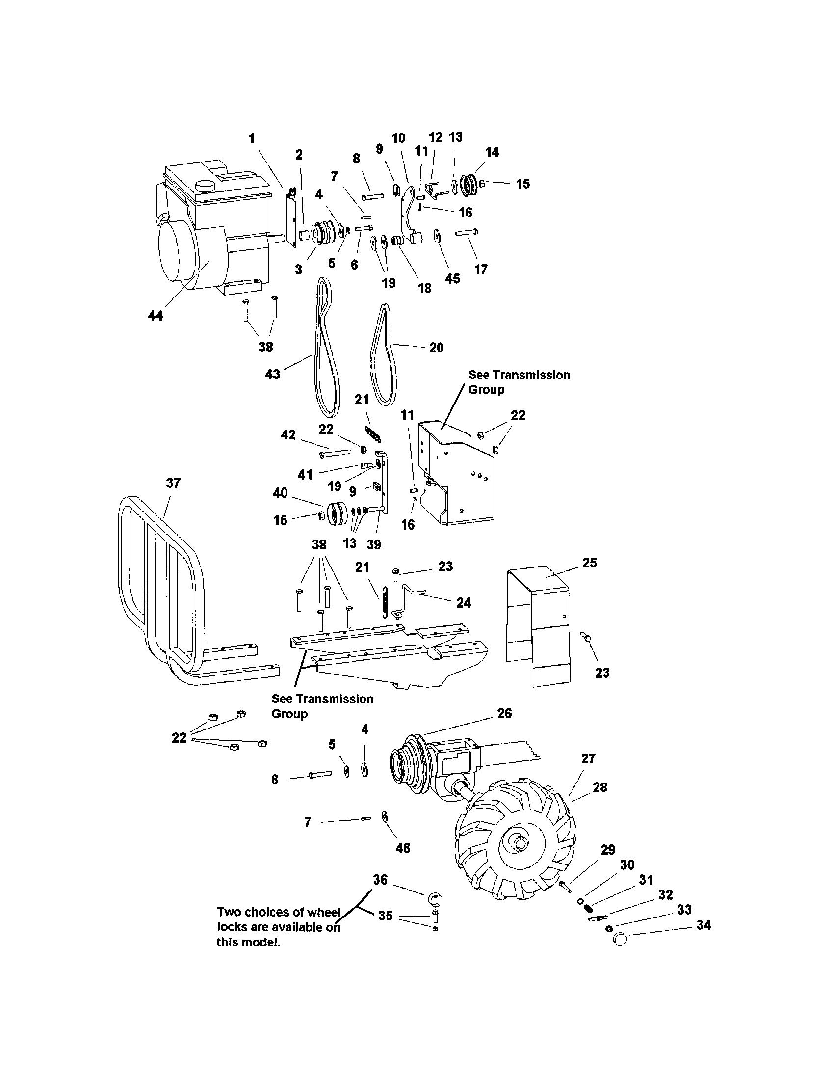 Engine/belts/wheels-7 hp