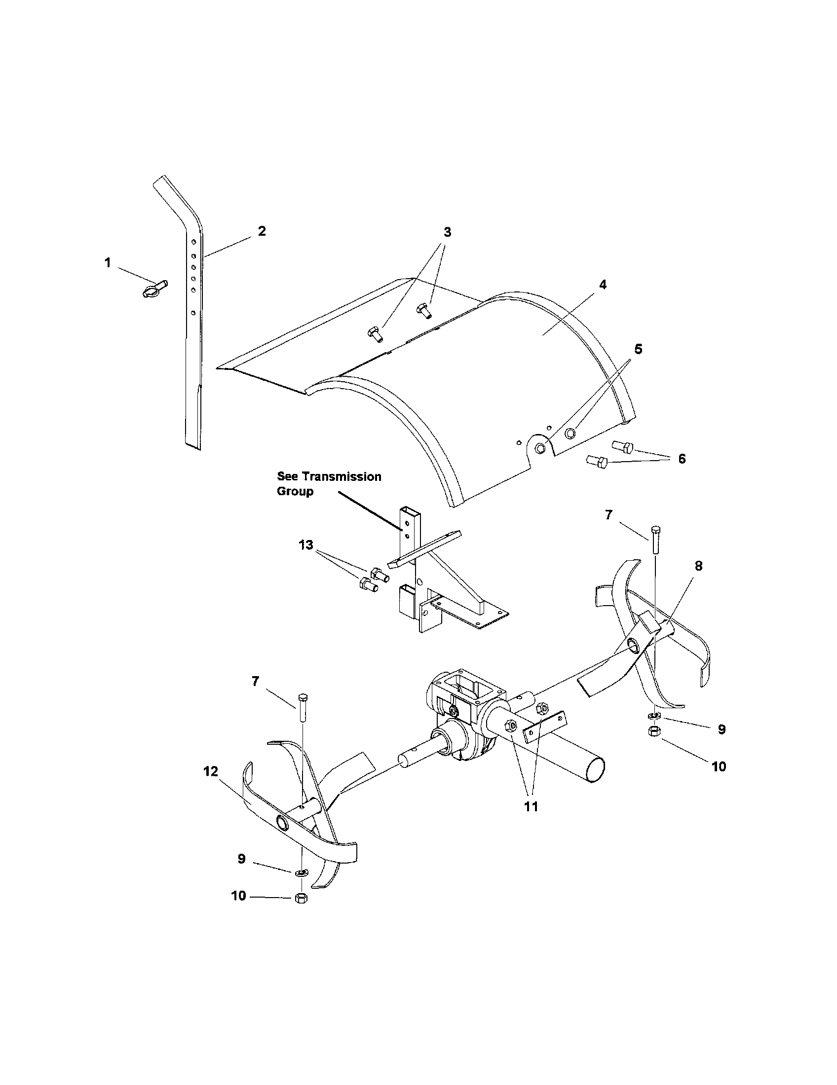 Hood/drag stake/tine-6 hp