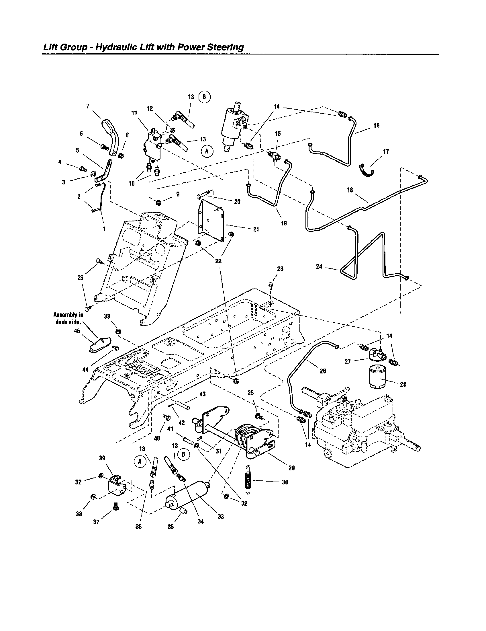 Hydraulic lift with power steering