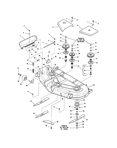 54" mower deck-housing/arbors/blade