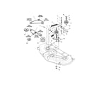 Snapper 1694621 54" mower deck-belt/idler arm/hitch diagram