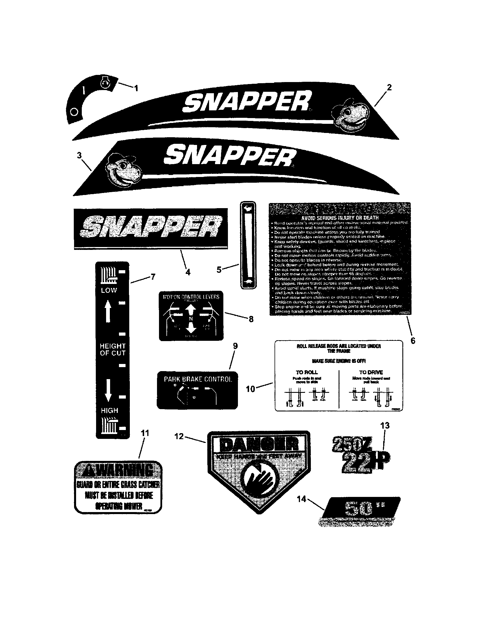 DECAL, SNAPPER RZT