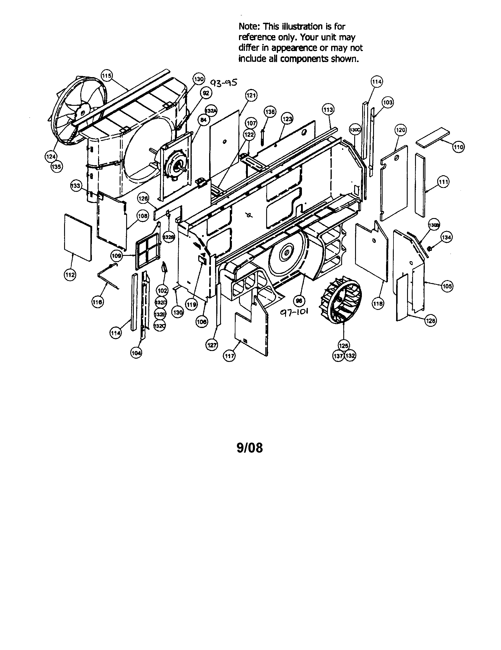 Partition/scroll/blower wheel