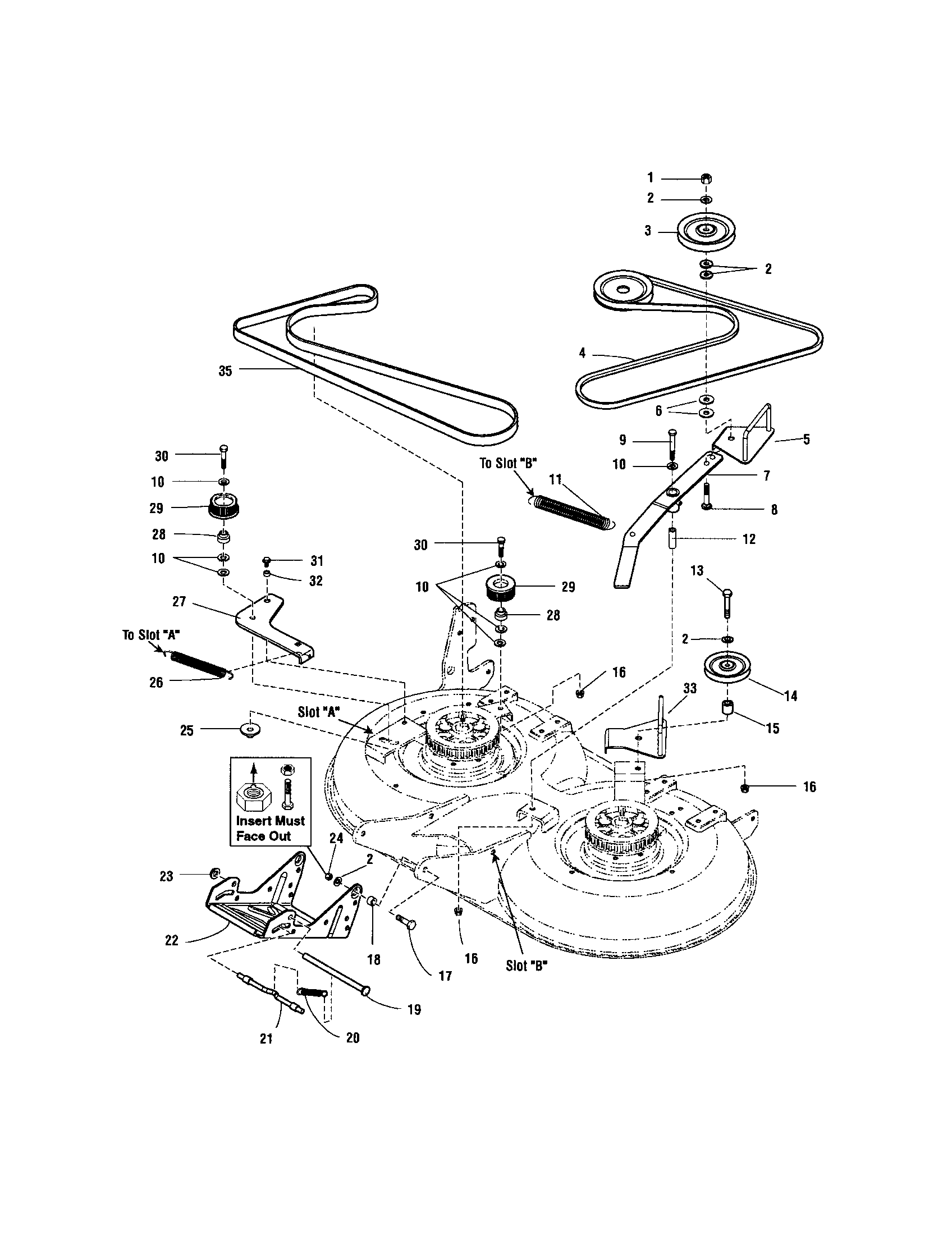 40" mower deck-belt/idler arm/hitch
