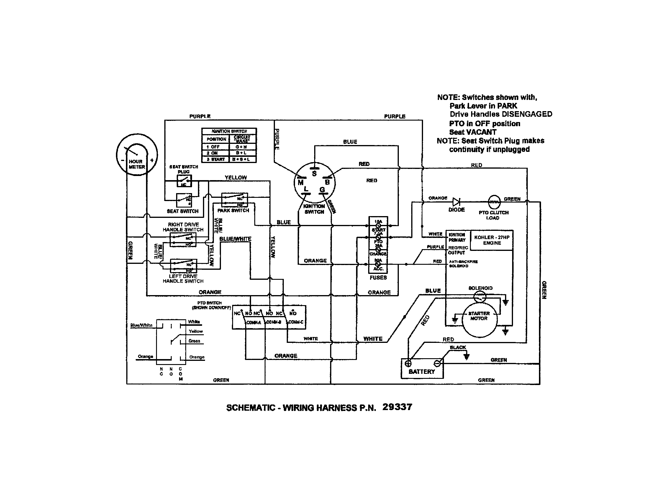 WIRING SCHEMATIC (KOHLER ENGINES)