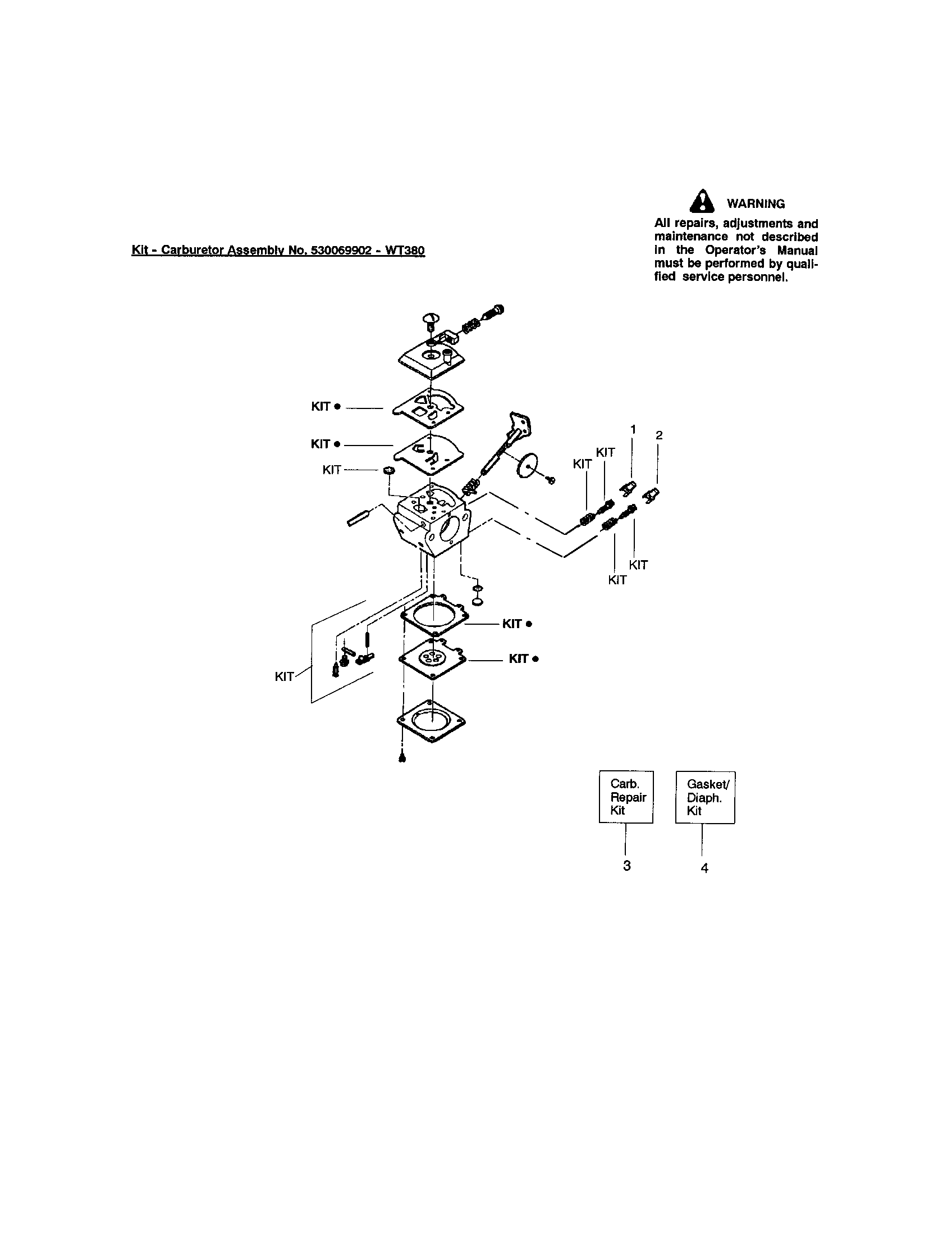 KIT-CARBURETOR NO. 530069902-WT380