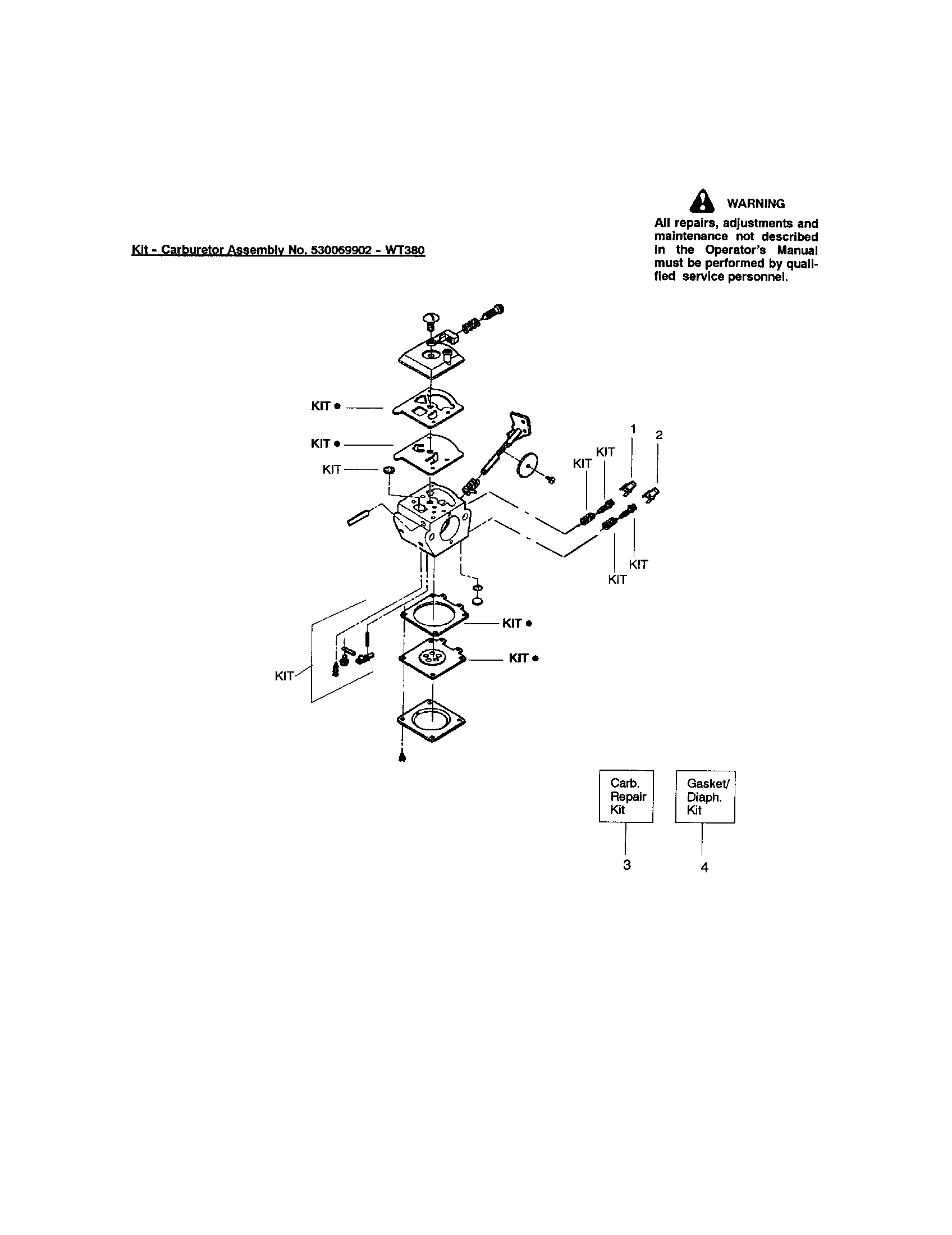 Kit-carburetor no. 530069902-wt380