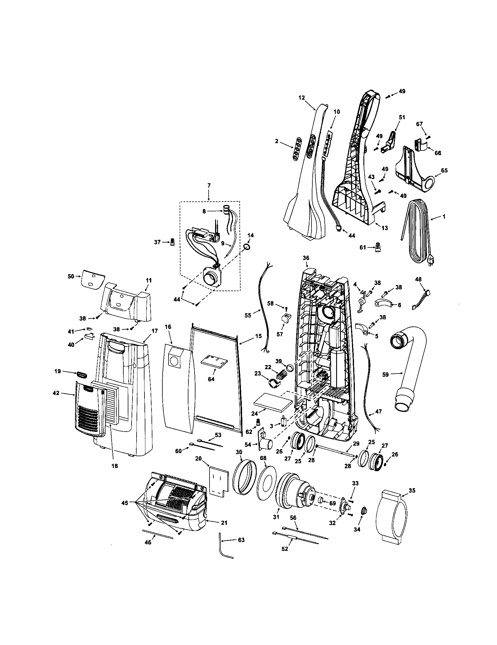 Dust compartment and motor