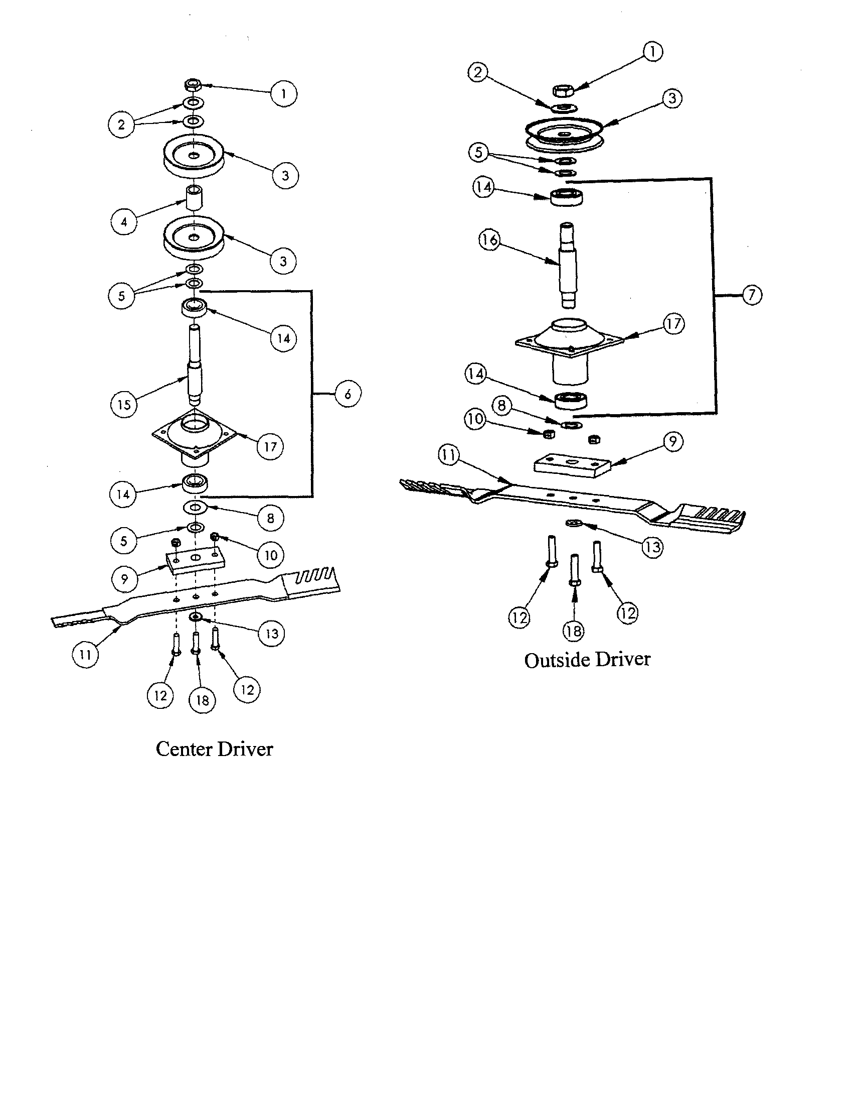 Center & outside drivers