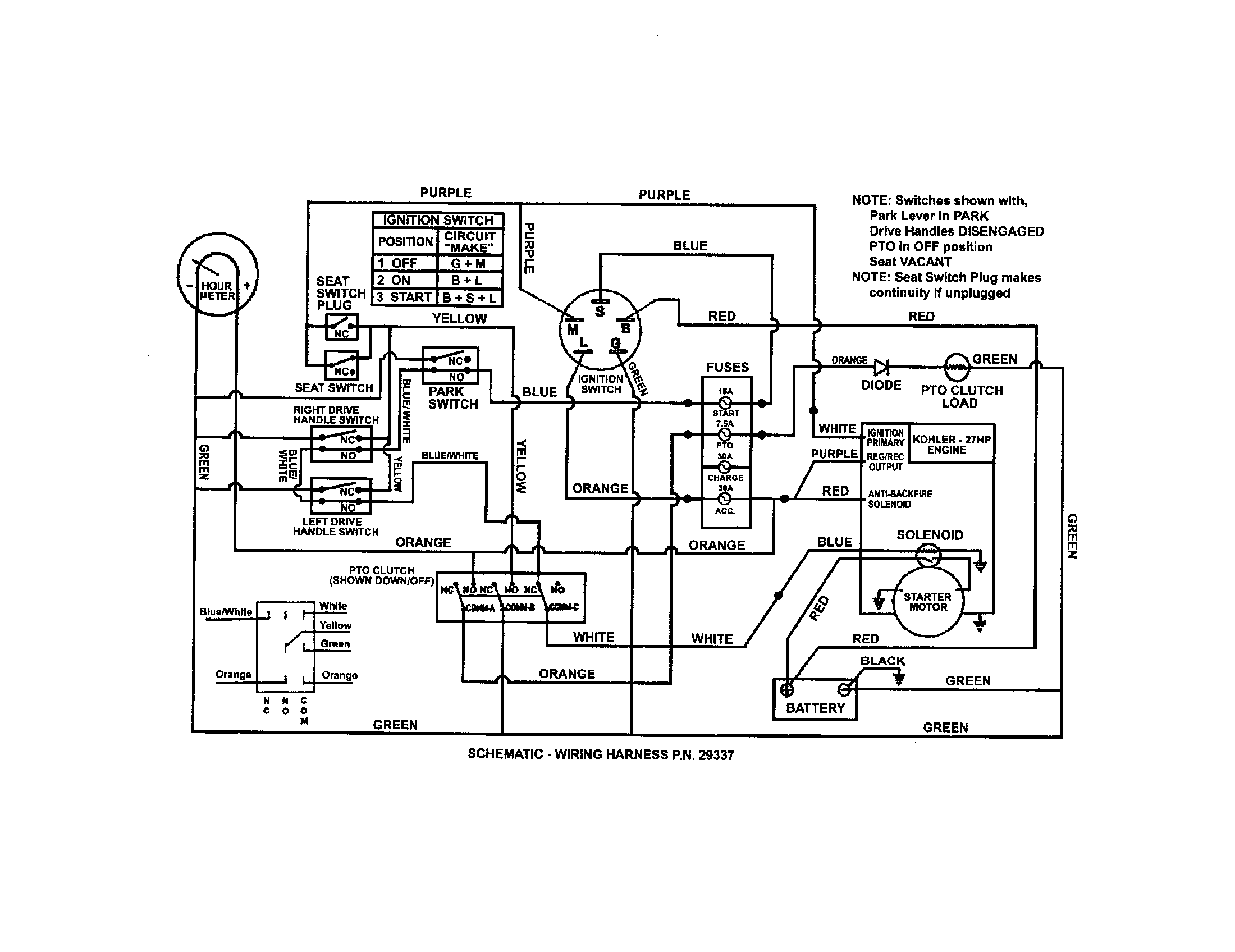 WIRING SCHEMATIC (KOHLER ENGINE)