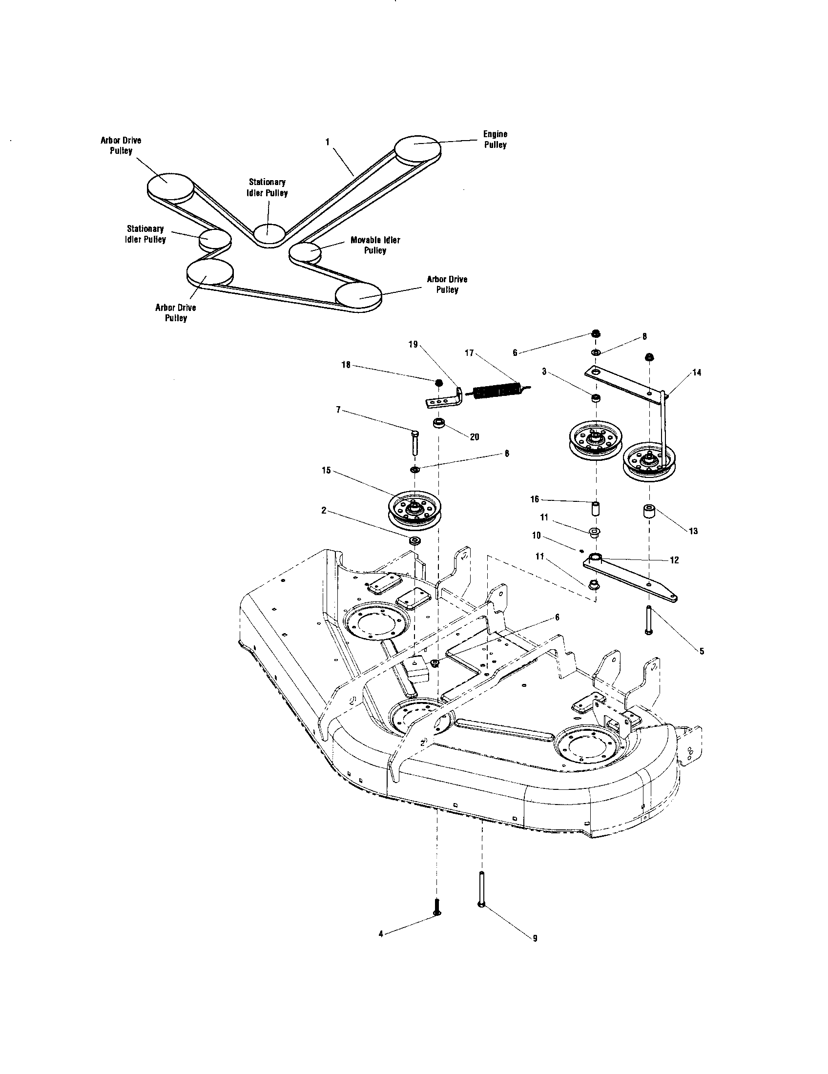 44"/50" MOWER DECK-BELT/IDLER