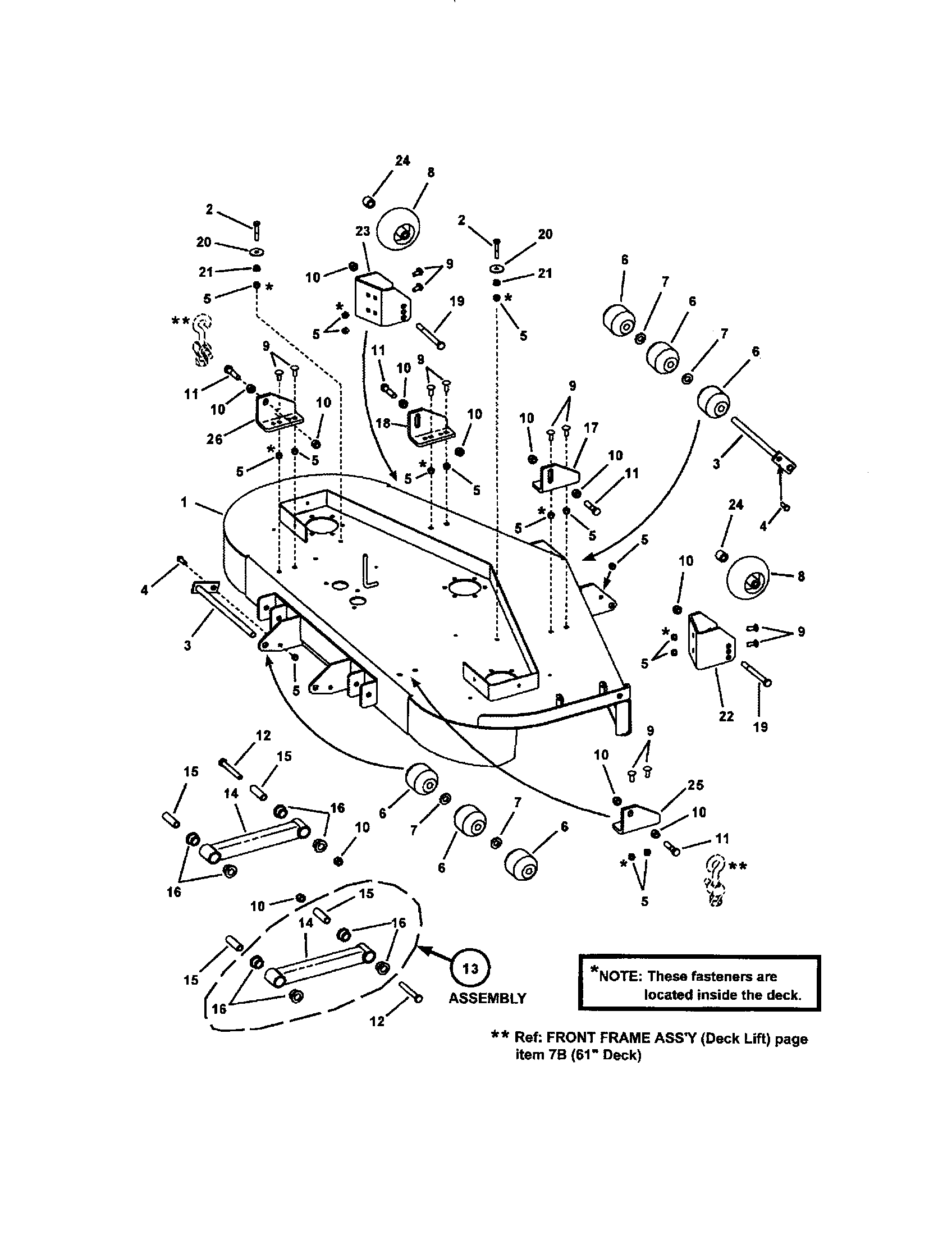 61" CUTTING DECK (SUB ASSEMBLY)