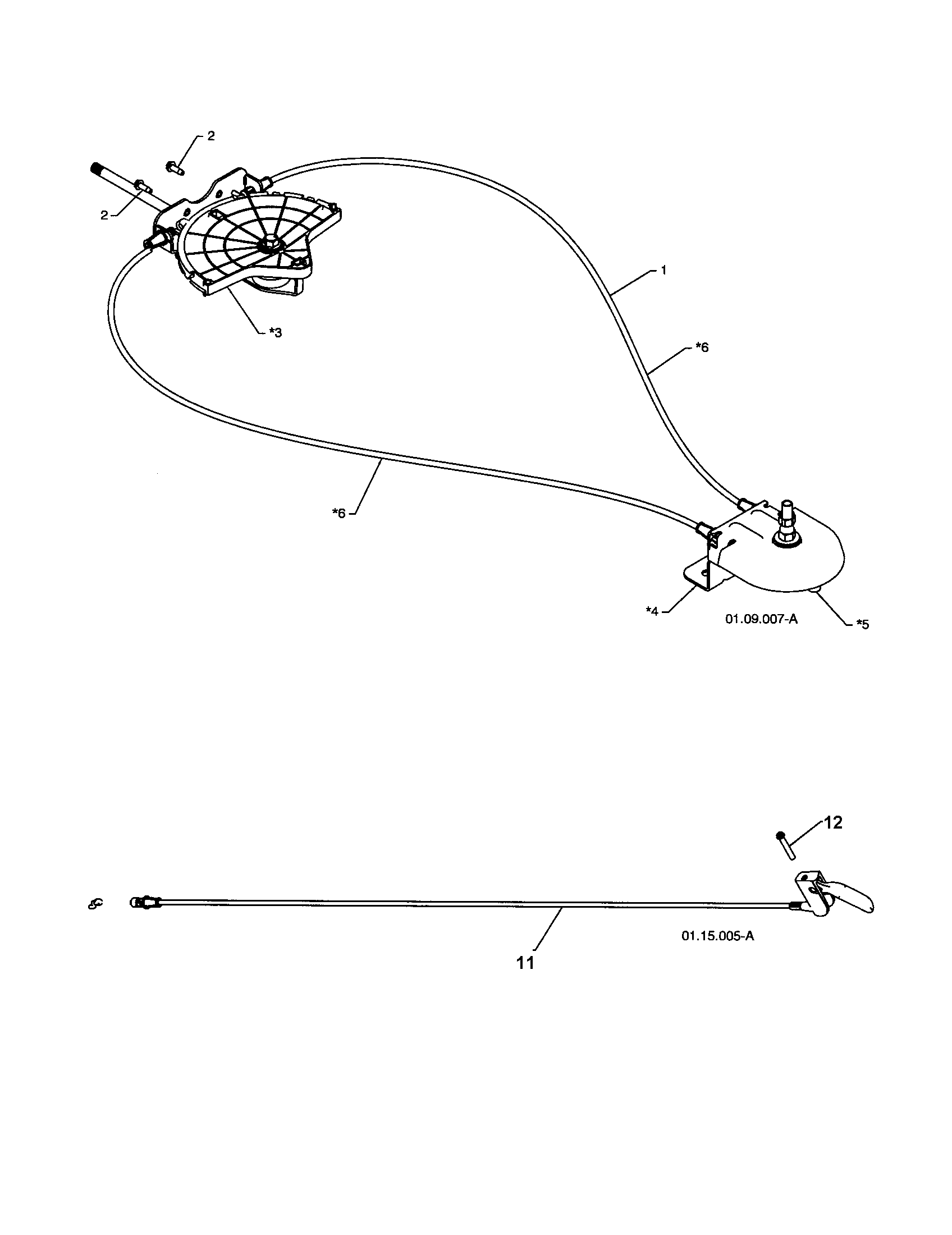 Lever/cable rotator/steer cable