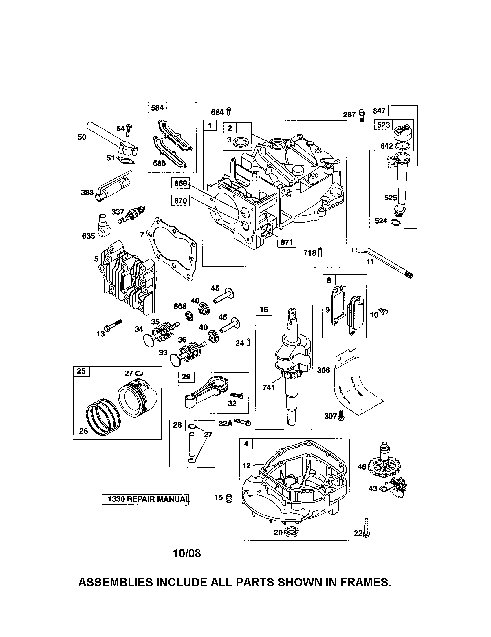 Cylinder/crankshaft/sump